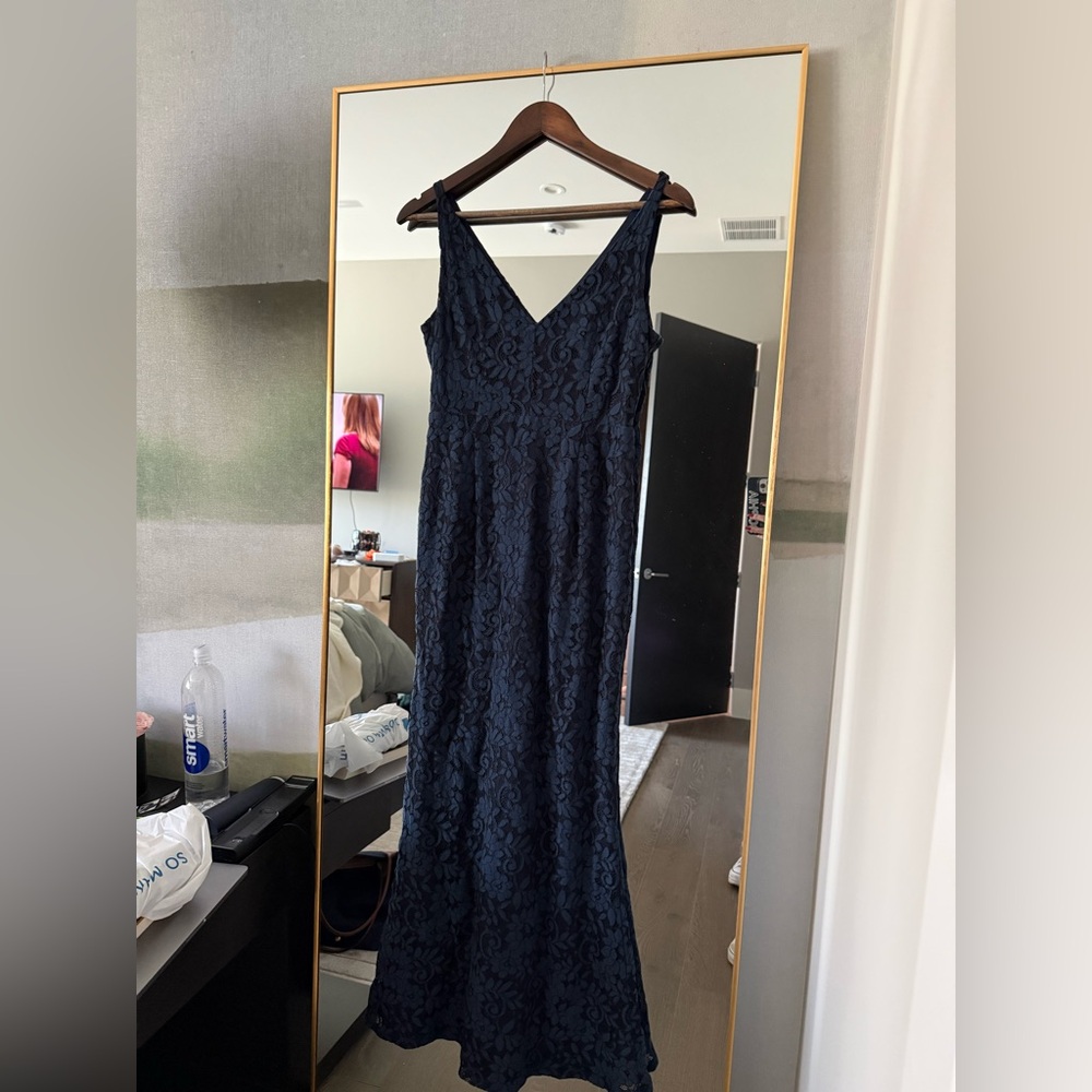 Lulus Glam Galore Navy Blue Lace Sleeveless Maxi Dress